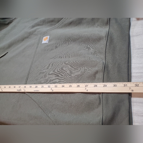 NEW Carhartt Men's Loose Fit Olive Green Hoodie Blue Logo Left Sleeve SIZE XL - Picture 7 of 8